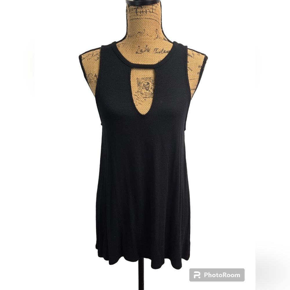 American Eagle Soft & Sexy Rib Oversized Tunic Tank Sz S Black
